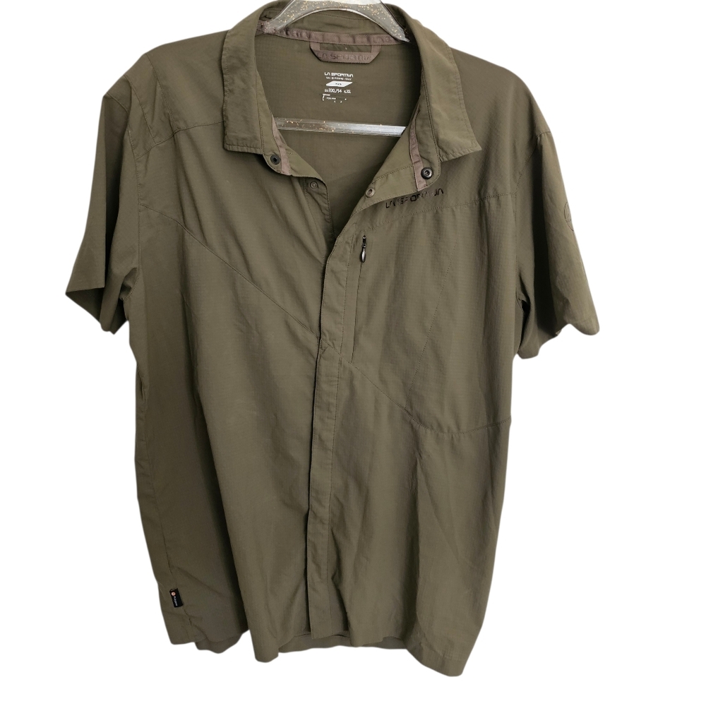 LA Sportiva‎ chrono snap Short Sleeve shirt mens Olive Green XL XLarge